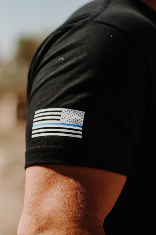 Thin Blue Line Flag short sleeve t-shirt